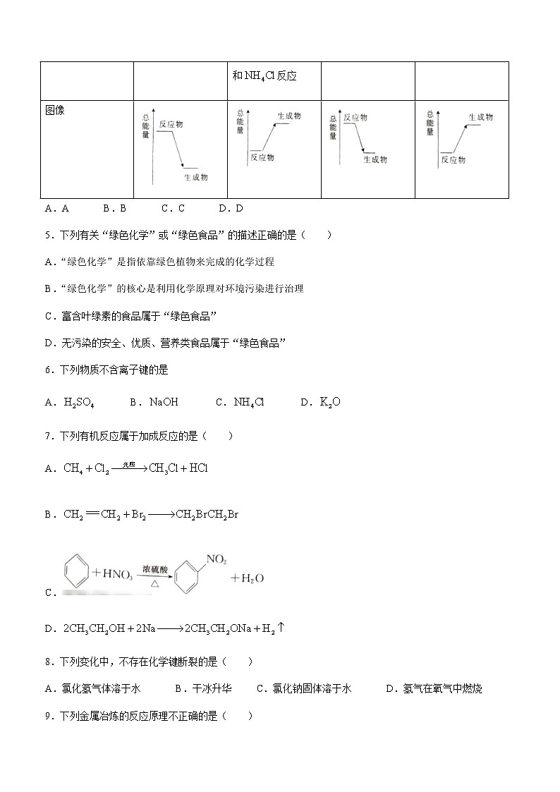 2021黔西南州高一下学期期末检测化学试题含答案第2页