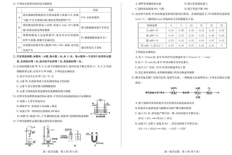 2021德州高一下学期期末考试化学试题PDF版含答案第2页