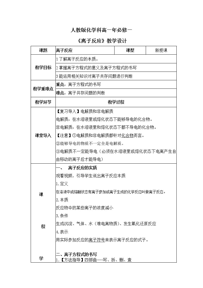 1.4《离子反应》课件+教案01