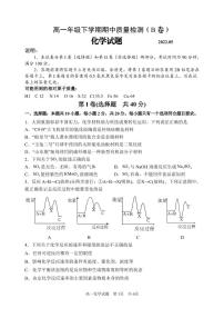 2022临沂罗庄区高一下学期5月期中考试化学试题（民办）PDF版含答案