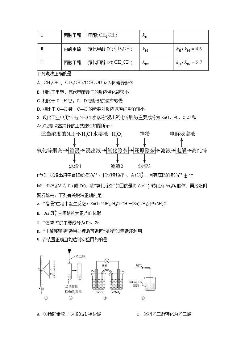 湖北省华中师范大学第一附属中学2022届高三高考考前测试卷化学试题（原卷版）第3页