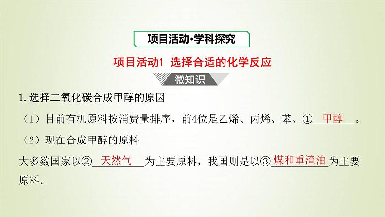 鲁科版高中化学选择性必修第一册第2章化学反应的方向限度与速率微项目探讨如何利用工业废气中的二氧化碳合成甲醇__化学反应选择与反应条件优化课件03