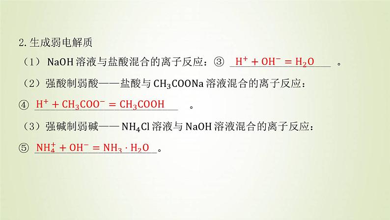 鲁科版高中化学选择性必修第一册第3章物质在水溶液中的行为第4节离子反应课时1离子反应发生的条件课件05