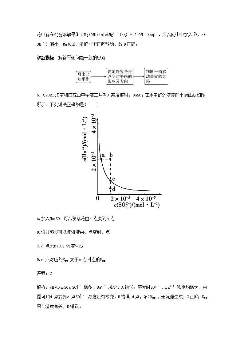 鲁科版高中化学选择性必修第一册第3章物质在水溶液中的行为第3节沉淀溶解平衡作业含解析第3页