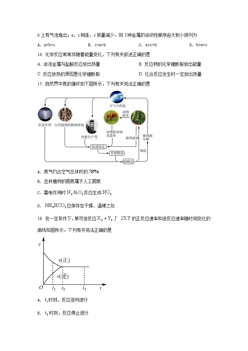 2021-2022学年山西省太原市高二下学期期中质量监测化学试题含答案第3页