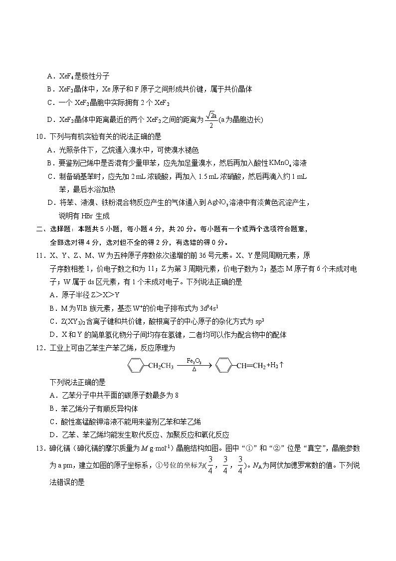 2021-2022学年山东省泰安肥城市高二下学期期中考试化学试题含答案第3页