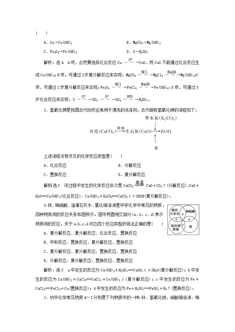 苏教版高中化学必修第一册专题1物质的分类及计量第一单元第三课时化学反应的分类学案02