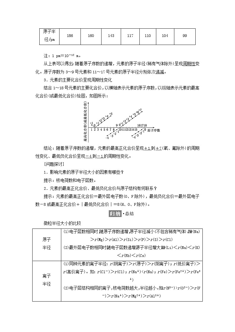 苏教版高中化学必修第一册专题5微观结构与物质的多样性第一单元第一课时元素周期律学案0第2页