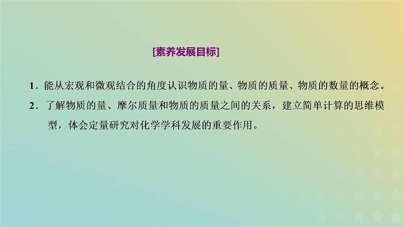 苏教版高中化学必修第一册专题1物质的分类及计量第二单元第一课时物质的量课件02