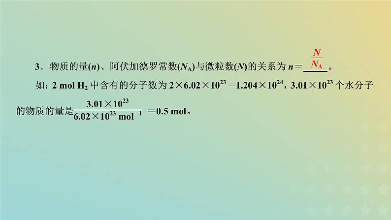 苏教版高中化学必修第一册专题1物质的分类及计量第二单元第一课时物质的量课件07