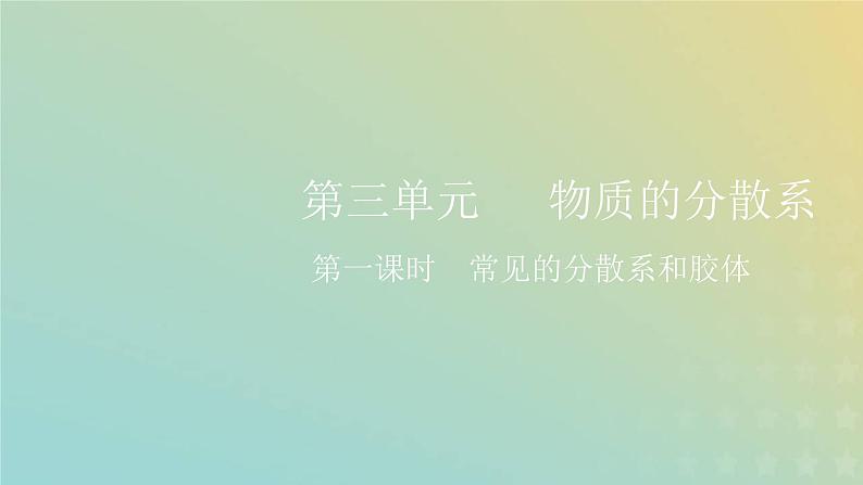 苏教版高中化学必修第一册专题1物质的分类及计量第三单元第一课时常见的分散系和胶体课件第1页