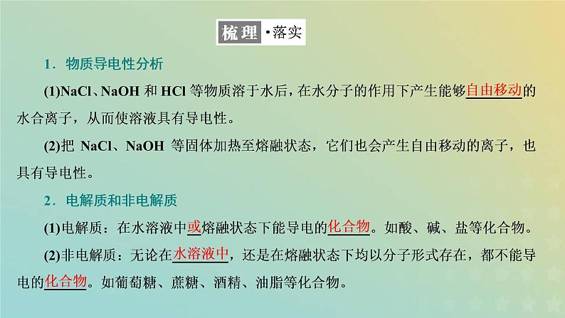 苏教版高中化学必修第一册专题1物质的分类及计量第三单元第二课时电解质溶液课件第4页