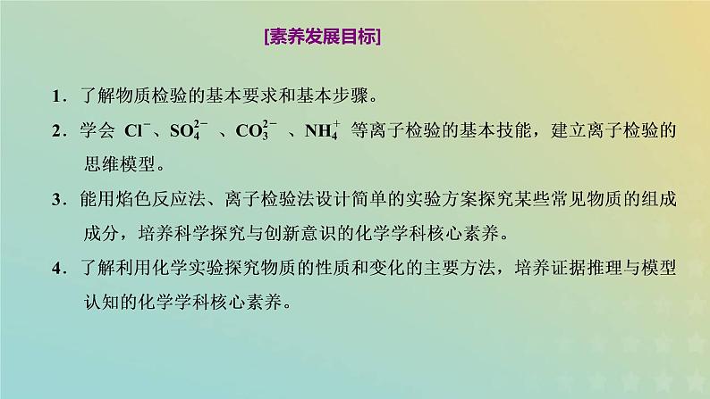 苏教版高中化学必修第一册专题2研究物质的基本方法第一单元第三课时物质的检验物质性质和变化的探究课件第2页