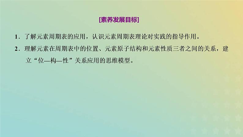 苏教版高中化学必修第一册专题5微观结构与物质的多样性第一单元第四课时元素周期表的应用课件02