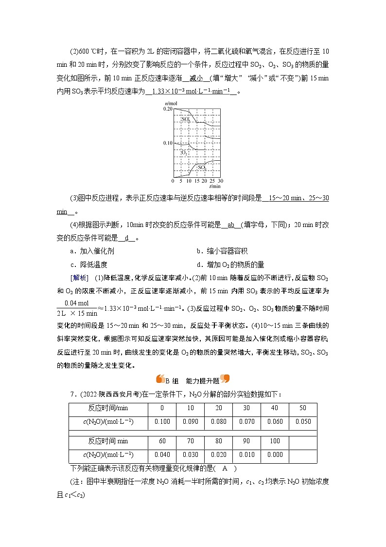 练案[18]　第七章　第18讲　化学反应速率及影响因素03