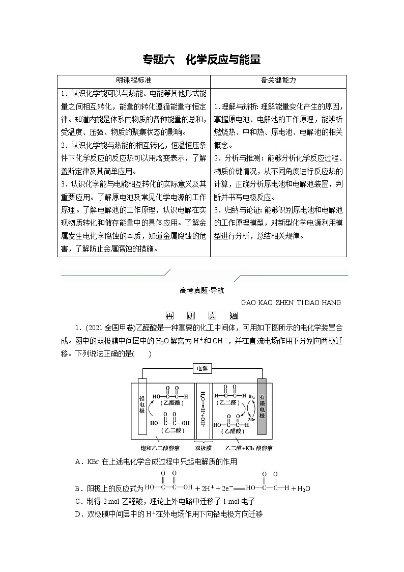 专题六　化学反应与能量 (原卷版)第1页