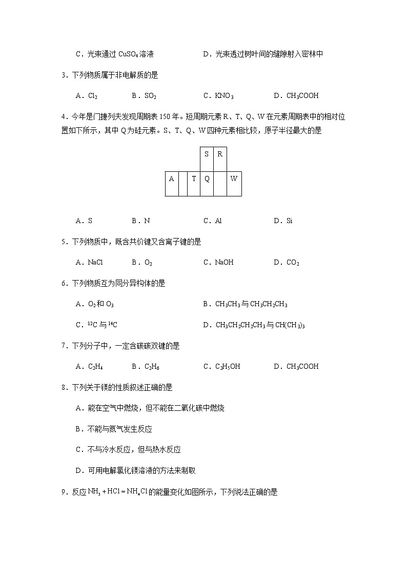 2022年6月北京市普通高中学业水平合格性考试化学仿真模拟试卷05（原卷版）02