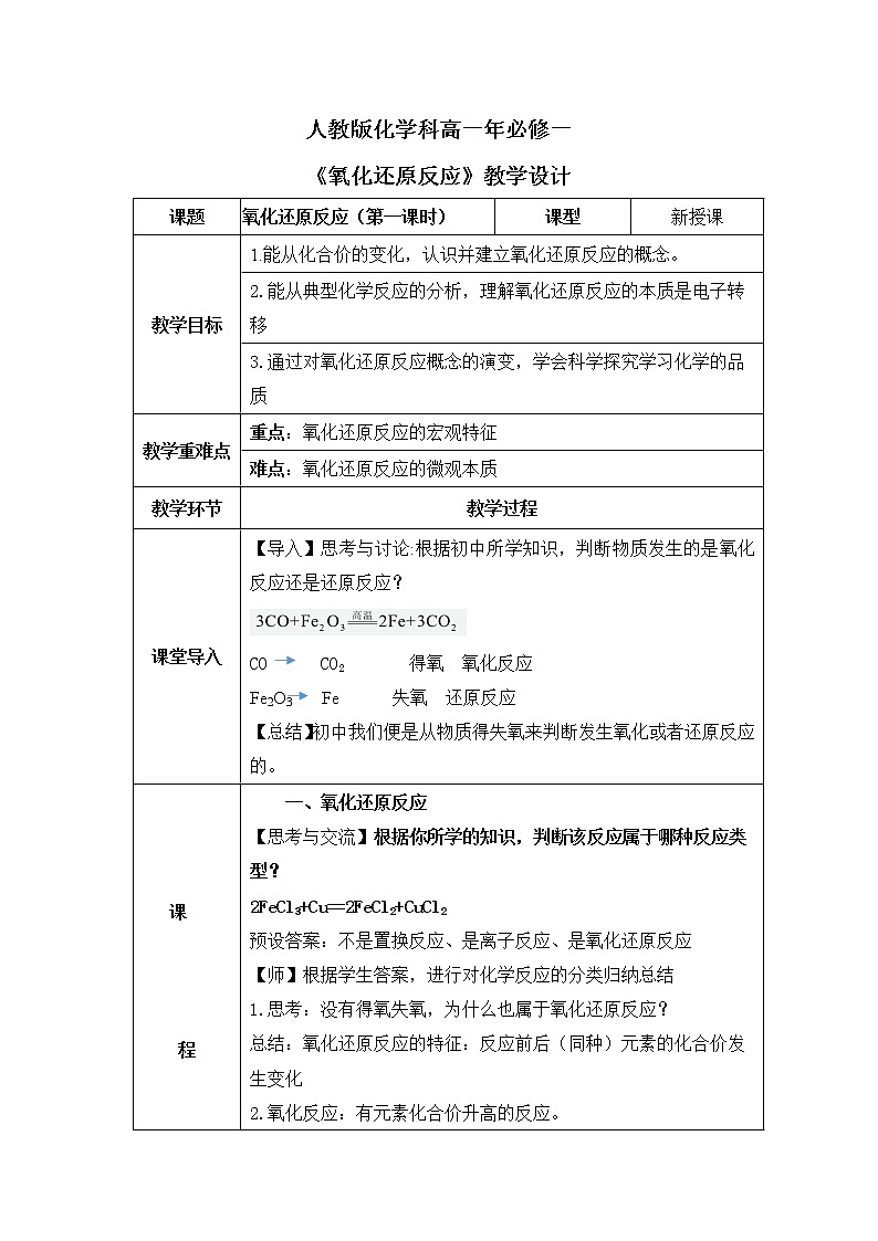 1.5《氧化还原反应》课件+教案01