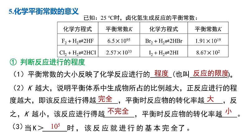 化学平衡2.2化学平衡常数-课件高二上学期化学人教版（2019）选择性必修107