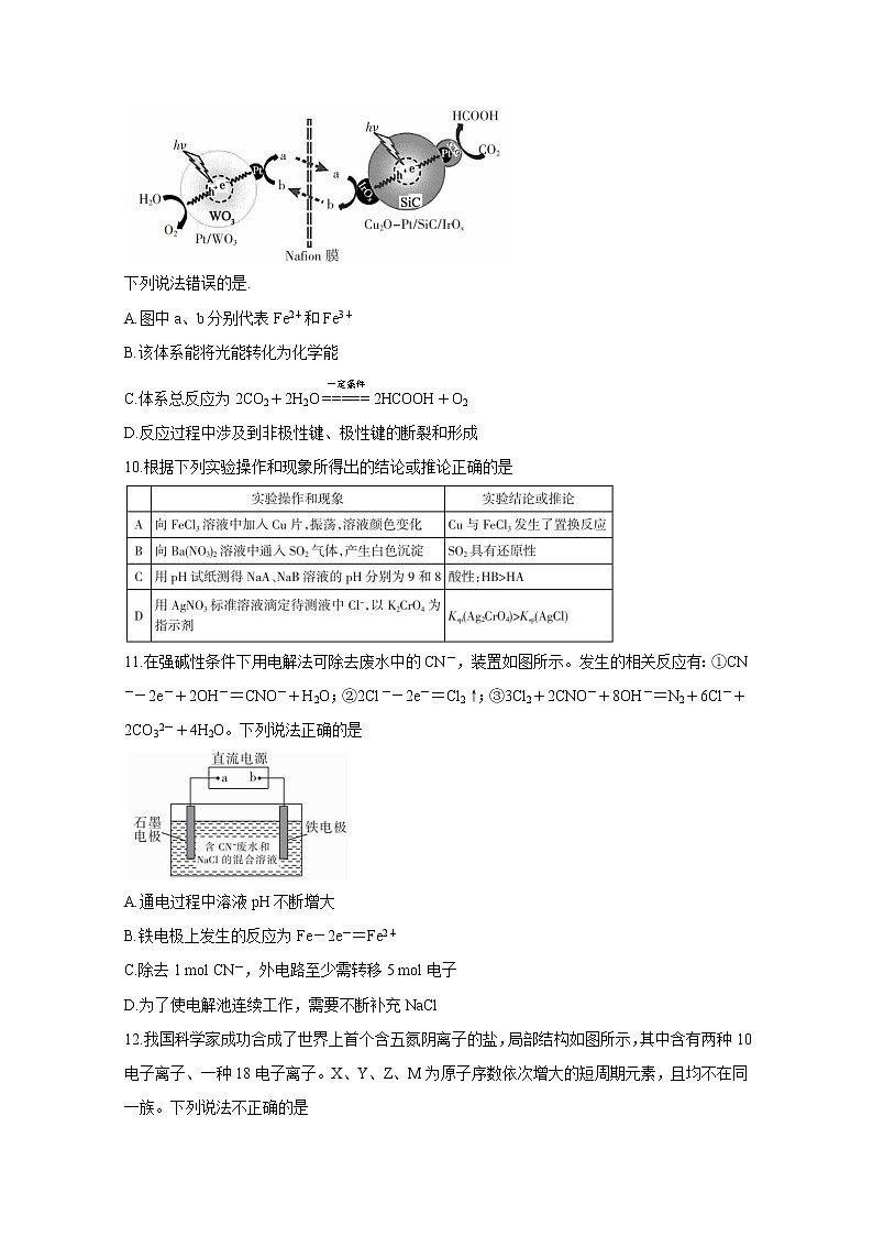 2021阳泉高三下学期第三次教学质量检测（三模）化学含答案第2页