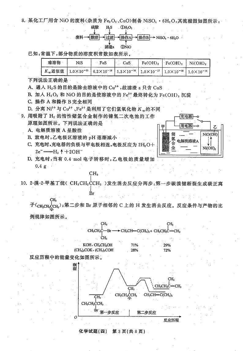 2021年普通高等学校招生全国统一考试模拟试题  化学（四)第3页