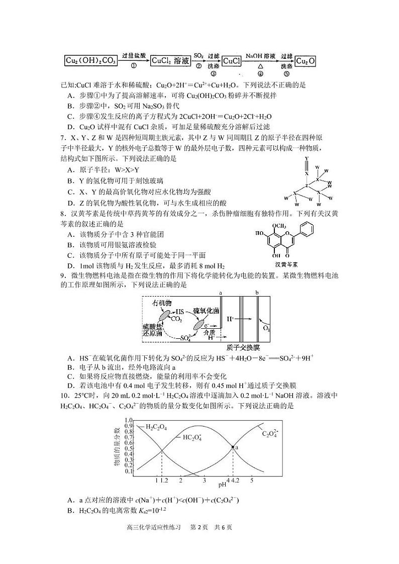 2021三明一中高三下学期5月校模拟考化学试题PDF版含答案02