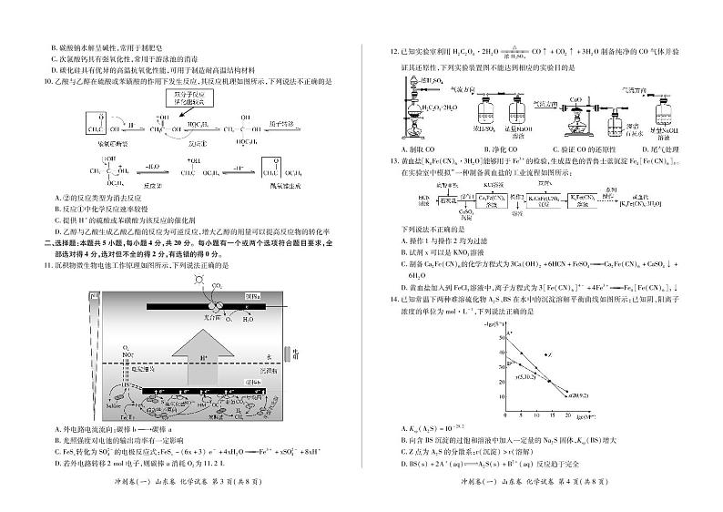 2021山东省高三下学期5月冲刺考试（一）化学试题PDF版含答案第2页