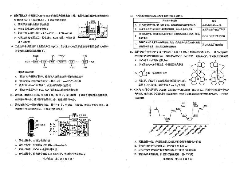 山东省实验中学2021届高三4月第一次模拟考试化学试题第2页