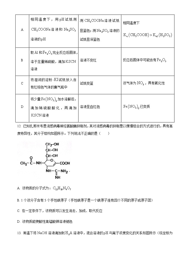 2021鹰潭高三下学期3月第一次模拟考试理科综合化学试题含答案第3页