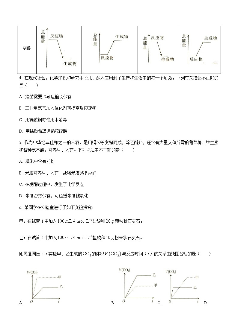 2021大理部分学校高一下学期6月月考化学试题含答案02