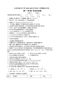 2021江西省高安中学高一上学期期末考试化学试题含答案