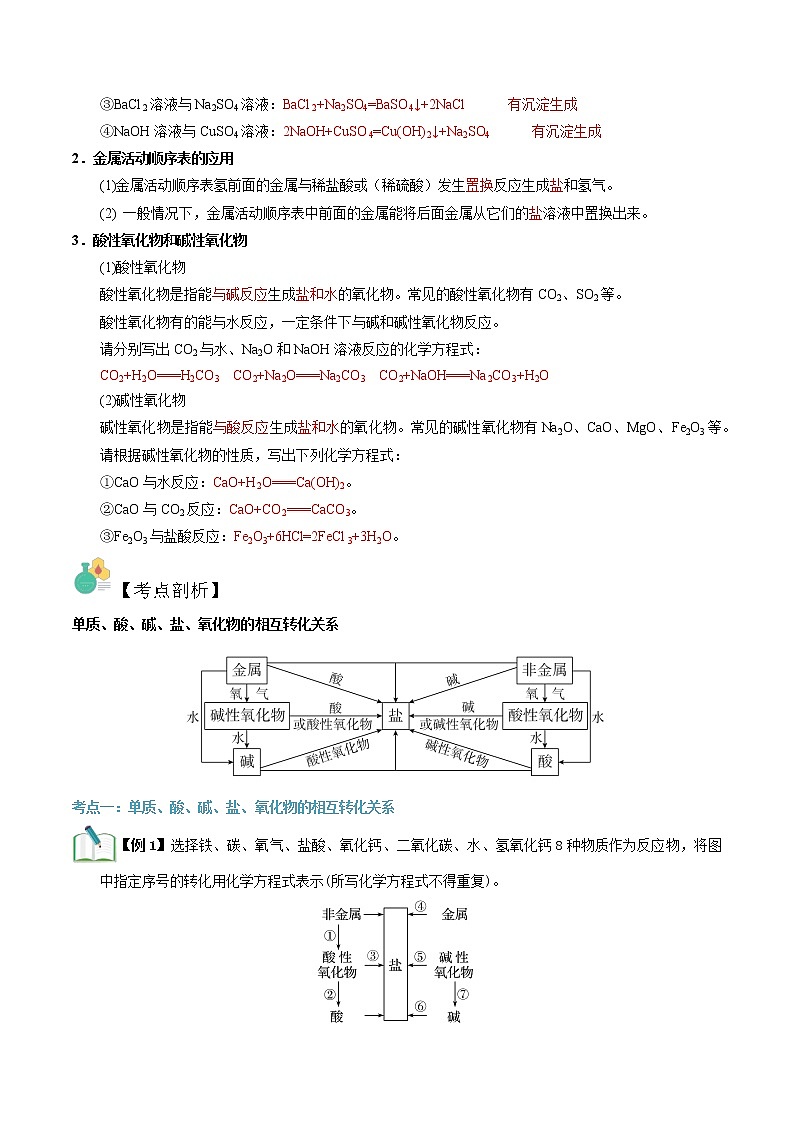 第02讲 物质的转化-【暑假自学课】2022年新高一化学暑假精品课（苏教版2019必修第一册） 试卷02