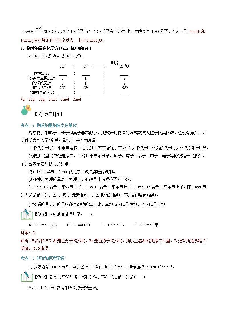 第04讲 物质的量-【暑假自学课】2022年新高一化学暑假精品课（苏教版2019必修第一册）（解析版）第2页