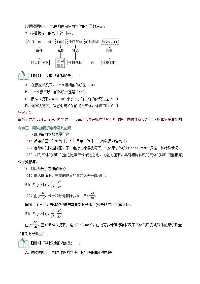 第05讲 气体摩尔体积-【暑假自学课】2022年新高一化学暑假精品课（苏教版2019必修第一册） 试卷03
