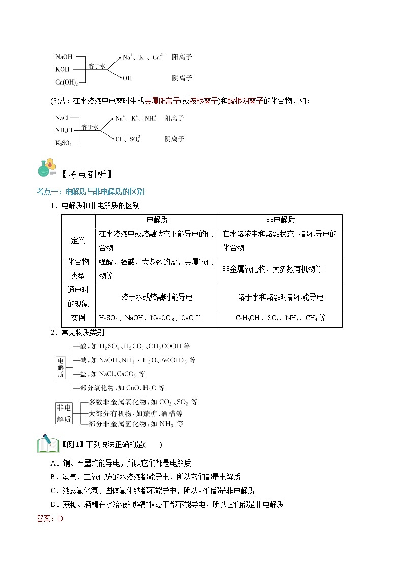 第07讲 电解质溶液-【暑假自学课】2022年新高一化学暑假精品课（苏教版2019必修第一册） 试卷02