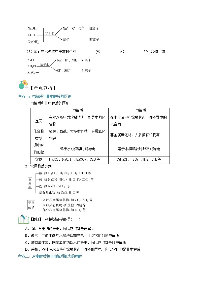第07讲 电解质溶液-【暑假自学课】2022年新高一化学暑假精品课（苏教版2019必修第一册） 试卷02