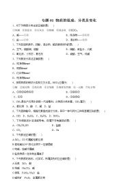 【最新】初升高高中化学衔接教材讲义专题01 物质的组成、分类及变化（练习）