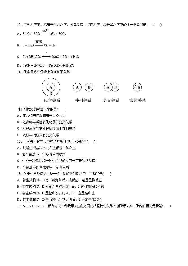 【最新】初升高高中化学衔接教材讲义专题01 物质的组成、分类及变化（练习）02