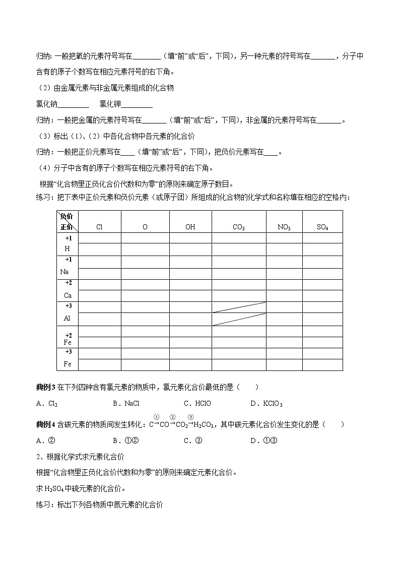 【最新】初升高高中化学衔接教材讲义专题05 化合价（讲解）02