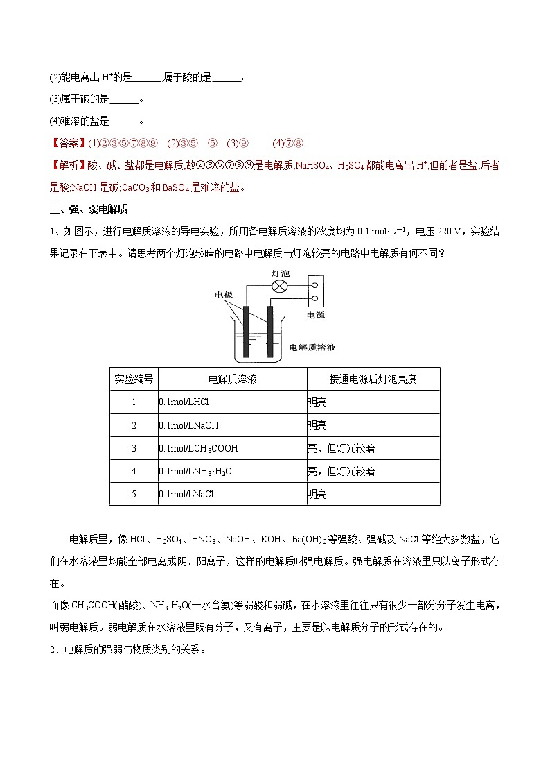 【最新】初升高高中化学衔接教材讲义专题08 物质的电离（讲解）03