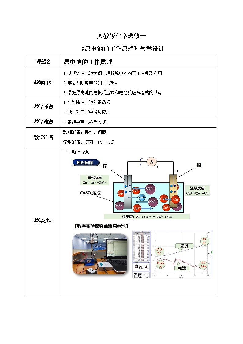 人教版化学选修一4.1.1《原电池的工作原理》课件+教学设计01