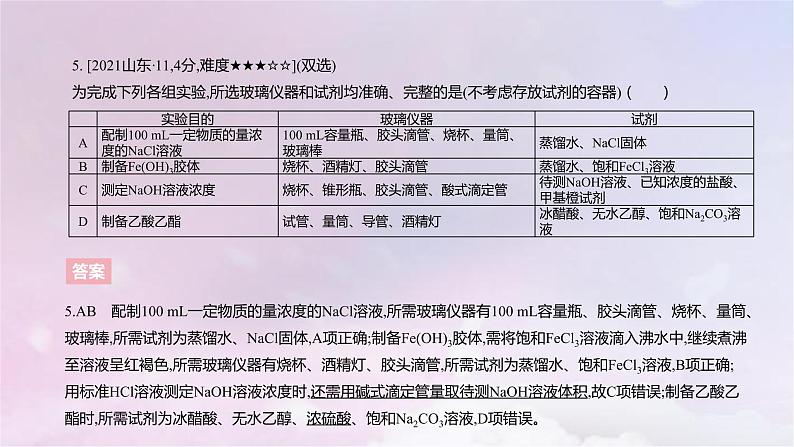 高考化学一轮复习真题精练第十一章化学实验课件第7页