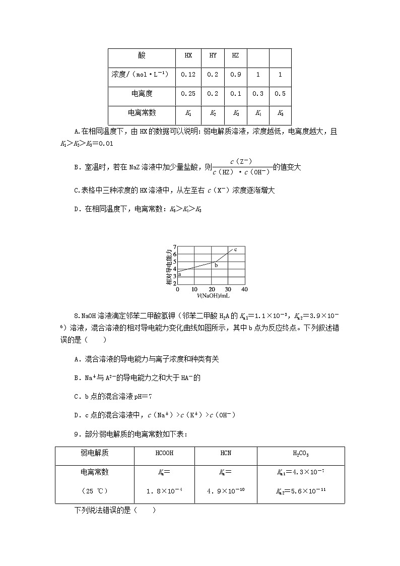 新教材高考化学一轮复习课时作业25电离平衡含答案03