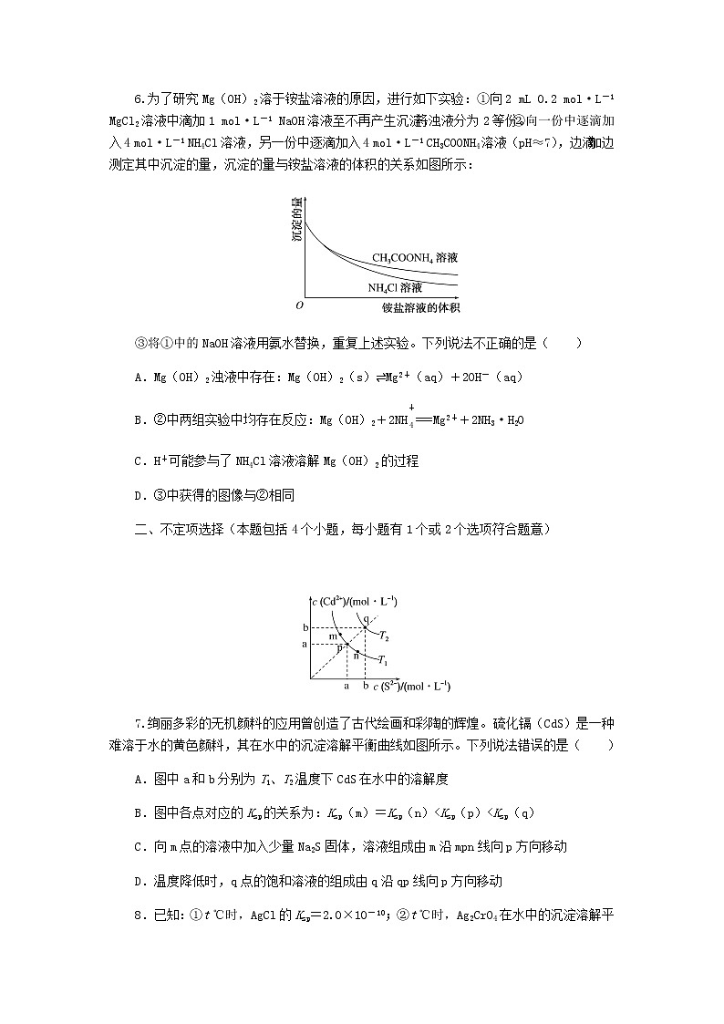 新教材高考化学一轮复习课时作业30难溶电解质的沉淀溶解平衡含答案03