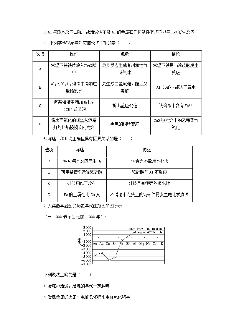 统考版高考化学复习高频考点分层集训第三单元金属及其化合物检测3金属及其化合物含答案第2页