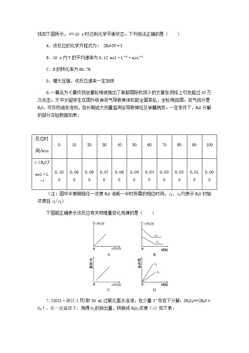 统考版高考化学复习高频考点分层集训第八单元化学反应速率和化学平衡课练21化学反应速率及影响因素含答案第3页