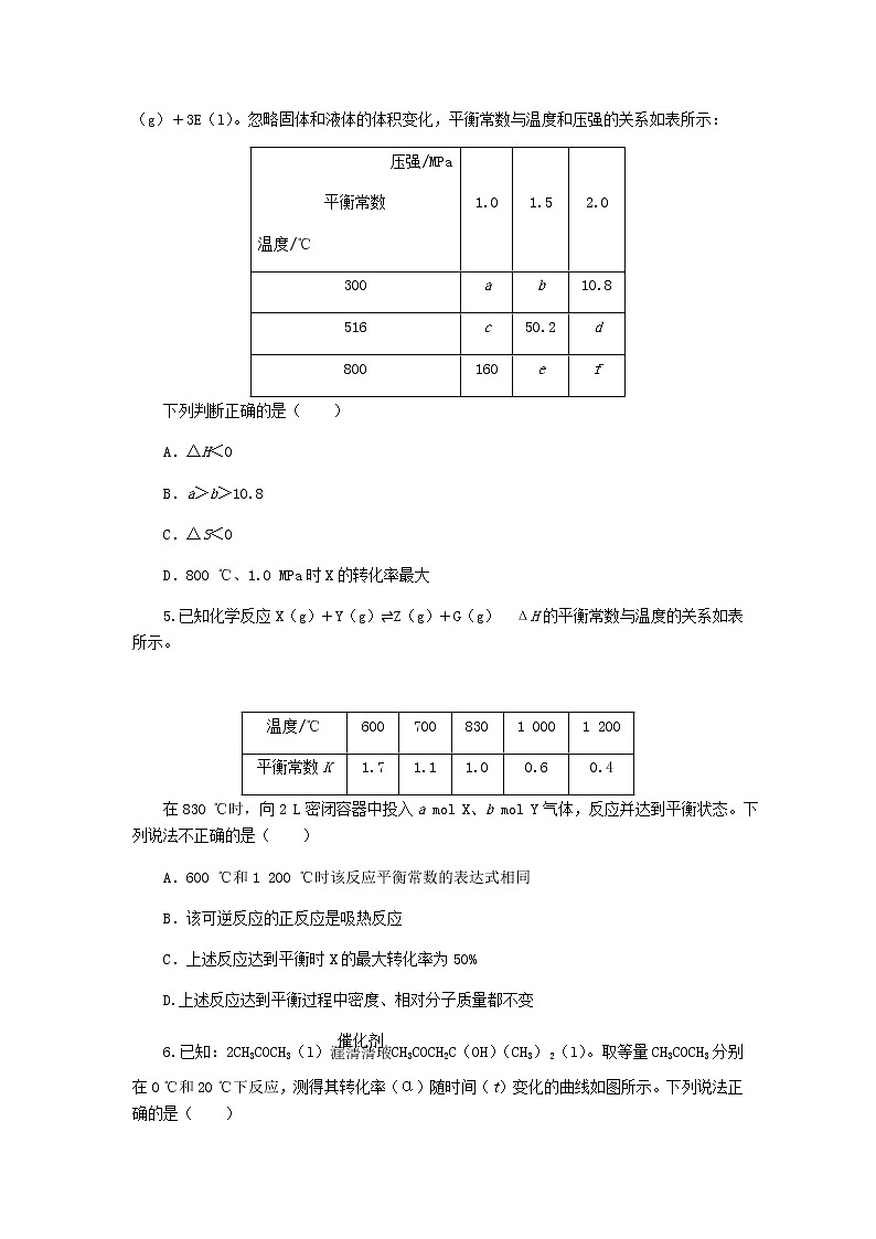 统考版高考化学复习高频考点分层集训第八单元化学反应速率和化学平衡课练24化学平衡常数、转化率及相含答案第2页