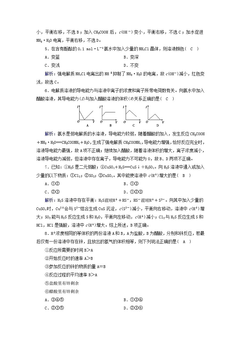 新人教版高中化学选择性必修1第三章水溶液中的离子反应与平衡第1节电离平衡夯基提能作业含答案第2页