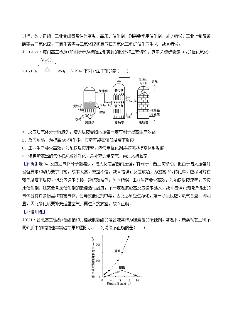人教版高中化学选择性必修1第2章化学反应速率与化学平衡第4节化学反应的调控基础达标练含答案第2页