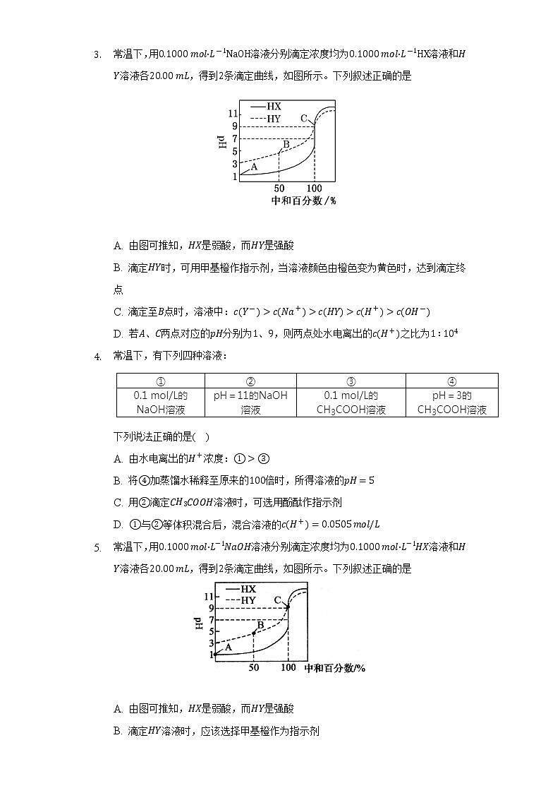 3.2水的电离和溶液的PH  人教版（2019）高中化学选择性必修一同步练习（含答案解析）02
